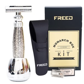 FREED Shaving Kit for Men - Safety Razor with alloy handle and 10 Japanese 6cr13 Stainless Steel, include razor base, razor travel case, christmas gifts for Men,Made in Taiwan