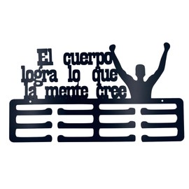 Dycmetal - Medallero para Pared Color Negro, Colgador para medallas de Metal con 12 Ganchos (Lo Que la Mente cree)