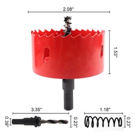 BOQIIKAR 53mm HSS Bi-Metal Hole Saw, Drill Bit Fast Hole Cutter with Arbor and Centring Drill for Wood, Sheet Metal, Plasterboard, Iron, Plastic
