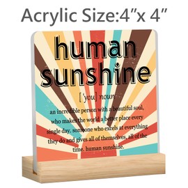 Human Sunshine Gift - Gifts for Coworker, Leader, Teacher, Coach, Mentor - Motivational Gift for Women Men - Human Sunshine Definition Acrylic Desk Sign Decor