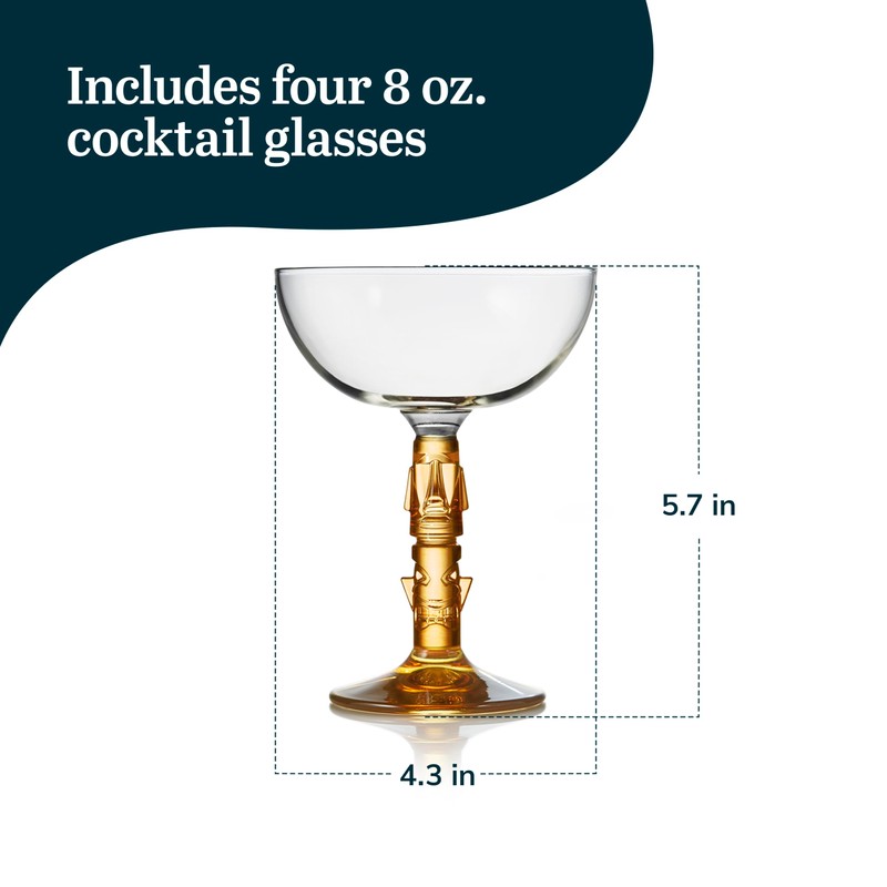 Libbey Tiki Coupe Cocktail Glasses, 8.5-ounce, Set of 4