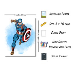 Superhero Wall Poster - For Superhero Fans - 8 x 10 inch - HD Prints - Unframed (9)