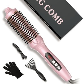 1.5 in Thermal Brush, Curling Iron Heated Round Curling Volumizing, The Ceramic Barrel Heats up 30S, LCD Display 10 Temperatures frizz-Free Curls The Ionic