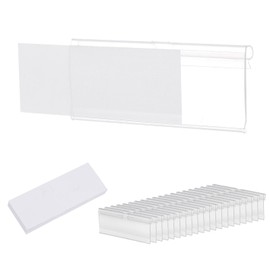 sourcing map Plastic Wire Shelf Label Holders, 3.9x1.7" Clear Price Tag Holder Reusable Shelf Sign Tags with Paper for Storage Market Pack of 60