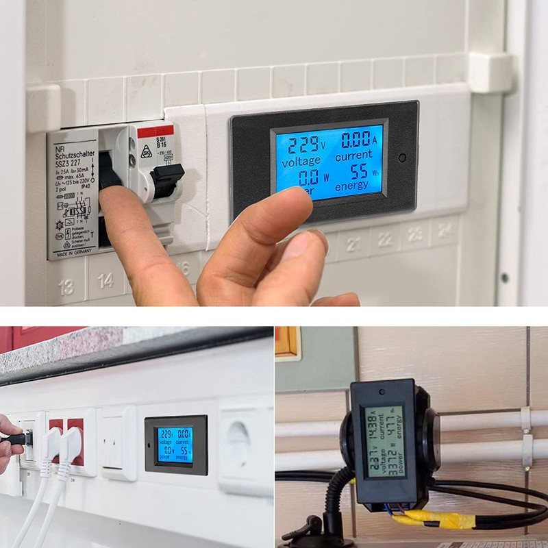 KETOTEK Digital Volt Amp Watt KWh Meter Gauge AC 80~260V