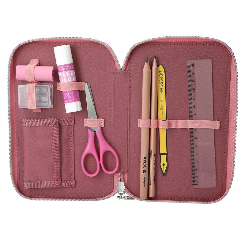 Depesche Miss Melody Triple Pencil Case Assorted Colours Red, Rust