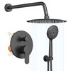 Gabrylly Black Shower System, Pressure Balance Shower Faucet Set, 12" Stainless Steel Rain Shower head with 5-Mode Handheld Shower Spray Combo,High Pressure Rainfall Shower Head Set, Matte Black
