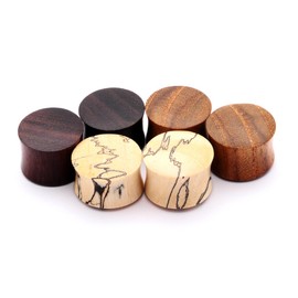 Mystic Metals Body Jewelry Set of 3 Pairs Wood Plugs (Tamarind, Teak, Sono) (9/16" (14mm))