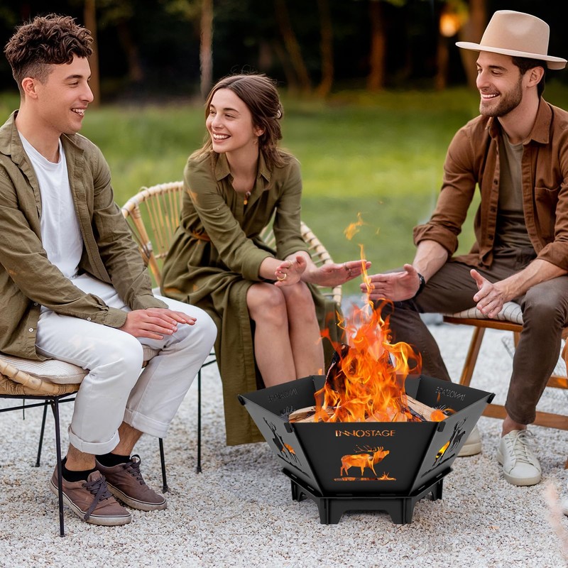 Fire Pit for Camping- 23Inch Small Collapsible Firepit for Patio