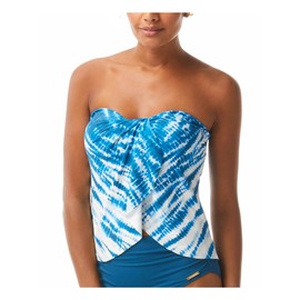 Vince Camuto Tie-Dye Draped Bandini Top - blue - Small