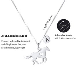 TINGN Horse Gifts for Girls Women Stainless Steel Horse Girls Gift Horse Heart Chain with Letter Pendant Chain Horse Jewellery Girls Ladies Horse Lovers Gifts for Teenage Girls, Stainless Steel, No