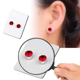HELLOYOUNG 1 Pair Earrings Healthy Stimulating Acupoints Stud Magnetic Health Care Tool Other (Wellness & Relaxation) (Red)