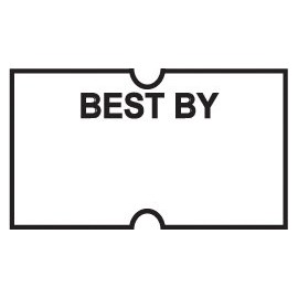 White with Black "Best by" Labels with No Tamper Proof Slits to fit Motex® MX5500 Price Guns 16 Pack (Free Ink roll Included)