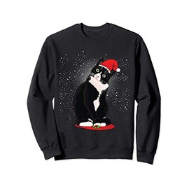 Tuxedo Cat Christmas Santa Claus Snow Winter Costume Gift Sweatshirt