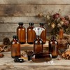 PINIWON 24 Pack 8 oz Amber Glass Bottles, Boston Round