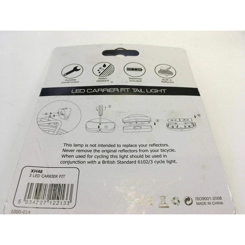 Alpha Plus XH48 Carrier/Luggage Rack Fitting LED Rear Bike/Cycle Light