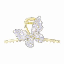 Pinzas para el pelo con diamantes de imitación de mariposa, clip de mandíbula grande de cristal antideslizante para el cabello con purpurina, accesorios para el cabello para mujeres, señoras y niñas