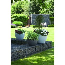 Scheurich Wave Globe, Planter made of Plastic, Black-Granite, 30 cm diameter, 22 cm height, 8 l Vol.