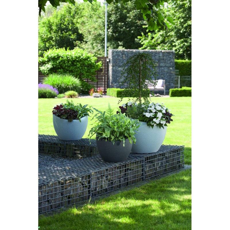 Scheurich Wave Globe, Planter made of Plastic, Black-Granite, 30 cm