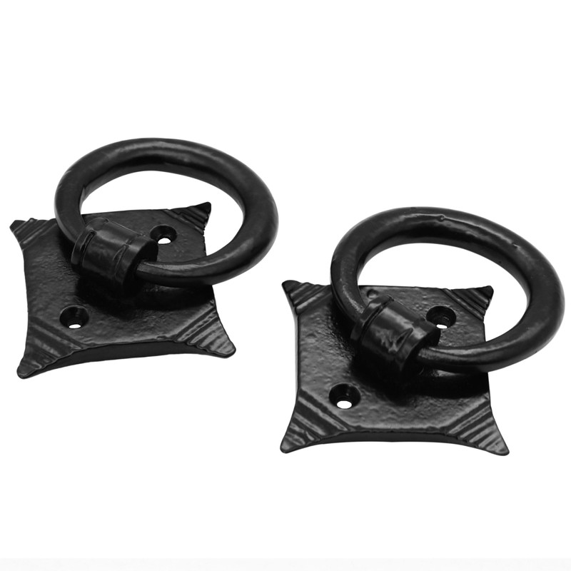 Mystic Colonial Cast Iron Colonial Ring Pull Handle, Black, Set