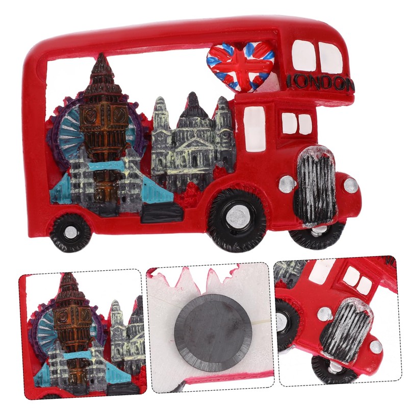 Ipetboom Cute Bus Shaped Refrigerator Magnet Creative Resin Fridge Decor