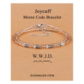 Morse Code Bracelets for Women Bible Verse Gifts W.W.J.D. Inspirational Secret Bracelets Baptism Birthday Gifts for Women Mom Daughter Sister Jesus Bracelets White,Gray