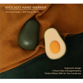 DesignNest Avocado Hadwarmer USB-C Rechargeable 4000 mAh Battery Electric Hand Warmer with USB Cable, Silicon Botton Reusable Portable Pocket Hand Heater Indoor Outdoor Gifts