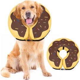Dog Cone Collar for Small Medium Large Dogs for After Surgery, Pet Inflatable Neck Donut Collar Soft Protective Recovery Cone for Dogs and Cats - Alternative E Collar Does not Block Vision - Brown,S