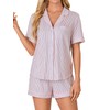 LYANER Women's Pajama Sets Striped Button Down Pj Set Sleepwear