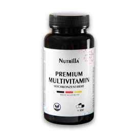 Nutrilla Premium Multivitamin – hochdosierte Komplex-Kapseln – wertvolle Vitamine A-Z – Premium-Rohstoffe – ohne unnötige Zusätze – Vegan