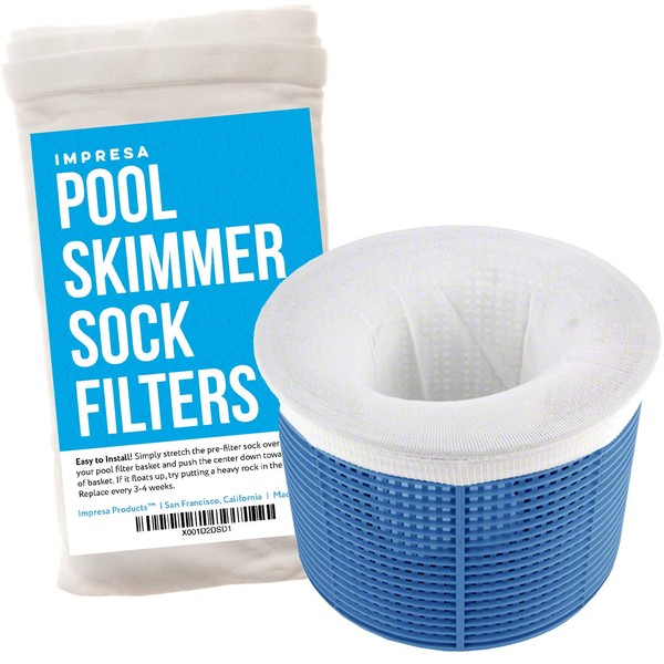 Impresa Products 10-Pack of Pool Skimmer Socks - Perfect Savers for Filters, Baskets, and Skimmers - The Ideal Sock/Net/Saver to Protect Your Inground or Above Ground Pool