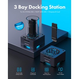 GRAUGEAR M2 Docking Station [10Gbit/s] for NVMe + NGFF SSD, CFexpress Card Reader, Supports All M.2 SSD and CFexpress Type B, USB3.2 Gen2, 60 mm Quiet Fan