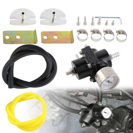 VVORHSBELL Fuel Pressure Regulator, Adjustable 0-140 PSI Aluminum Universal Fuel Pressure Regulator kit