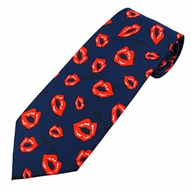 Jacob Alexander Men's Happy Valentine's Day Kiss Me Lips Regular Length Neck Tie - Navy Blue