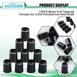 MUXSAM 10pcs .335 Black Golf Tapered Ferrules Compatible for Irons Shaft Universal with Single Silver Ring