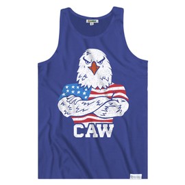 Tipsy Elves Divertidas camisetas sin mangas con temática patriótica americana para verano y barbacoas, Caw (azul), Medium