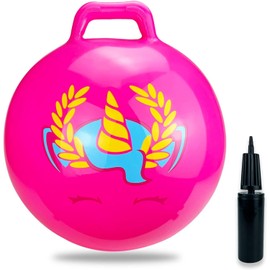 Hymaz Pink Unicorn Bouncy Ball, 18" Jumping Ball for Kids Exercise Jump Balls Hopping Girls Pump for Kids Boys Girls Adult Jumping Ball Toy, Indoor Outdoor Bouncing Game (Pink Unicorn)