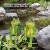 Pack of 2 Green Resin Frogs Statue Beautiful Indoor Outdoor