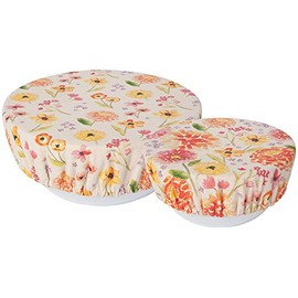 Now Designs Cottage Floral Save It Reusable Cotton Bowl Covers 7.5 and 9.25 inch, Set of 2