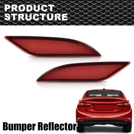 CROSSDESIGN Rear Bumper Reflector Set Compatible with Chevy Malibu 2016 2017 2018 2019 2020 2021 Rear Left & Right Set of 2 Bumper Reflectors Red GM1185113 GM1184113 23174490 23174489