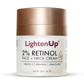 LightenUp Anti Aging 2% Retinol Face & Neck Cream - 1 Fl oz / 30 ml - With Vitamin C, Allantoin & Shea Butter