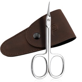 Solingen Cuticle Scissors made in Germany - with Curved Blade - Pedicure Beauty Grooming Kit for Nail, Eyebrow, Eyelash - Brown Tower Point