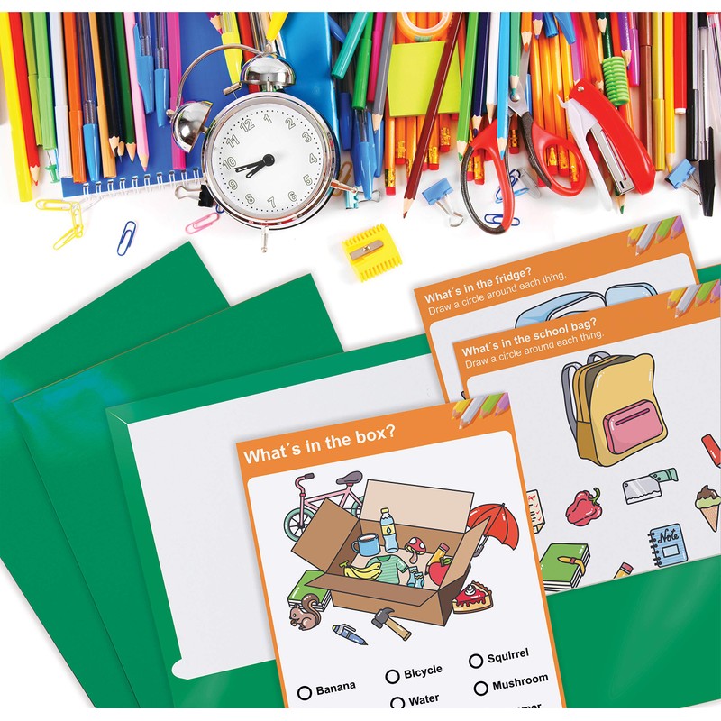 Better Office Products 2 Pocket Glossy Laminated Green Paper Folders,