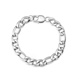 HSWYFCJY Bracelets for Men Womens Silver Figaro Bracelets Width 9mm Stainless Steel Links Chain Bracelet Length 19cm Jewellery Gifts for Birthday Christmas