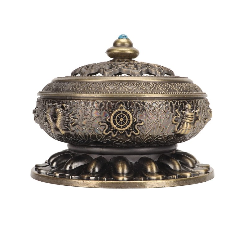 MUNEFE Antique Metal Incense Burner Holder, Exquisite Aromatherapy Decoration, Incense