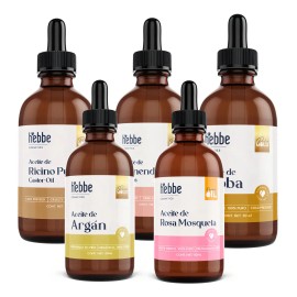 Kit facial anti-edad serums naturales Ricino  Almendras  Jojoba  Rosa Mosqueta  Argán Presados en frio 100 puros Hebbe Cosmetics  Ludika 50ml cu      