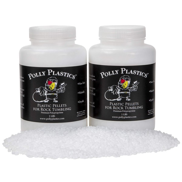 Polly Plastics Polypropylene Plastic Poly Pellets - 2 lb Rock Tumbling Media for Enhanced Tumbling Action