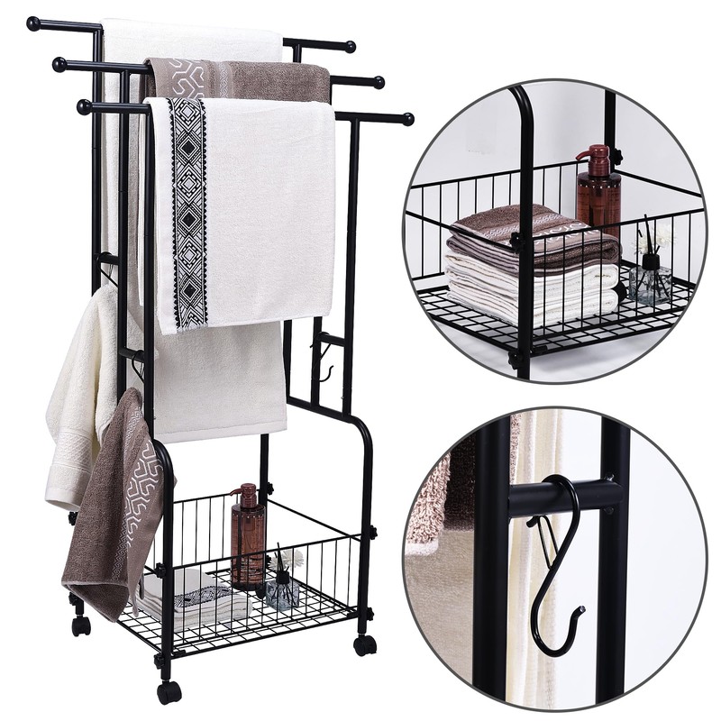 42" Tall Bathroom Towel Rack, Standing Towel Racks, 3 Tier