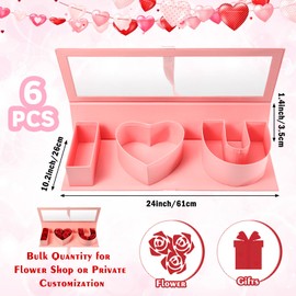 Weekgrat 6 Pcs Mother's Day Gift Empty Mom Fillable Flower Gift Boxes Cardboard Heart Shaped Letter Boxes with Clear Window for Mother Grandma Stepmother(Pink,Iou)