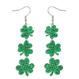 St Patricks Day Stud Earrings for Women, Trendy Statement Four Leaf Clover Shamrock Good Luck Earrings, St Patricks Day Outfits & Shirt Accessories for Adults